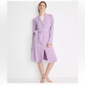 Land’s end Women's Cooling Robe With Piping brushed lilac size small